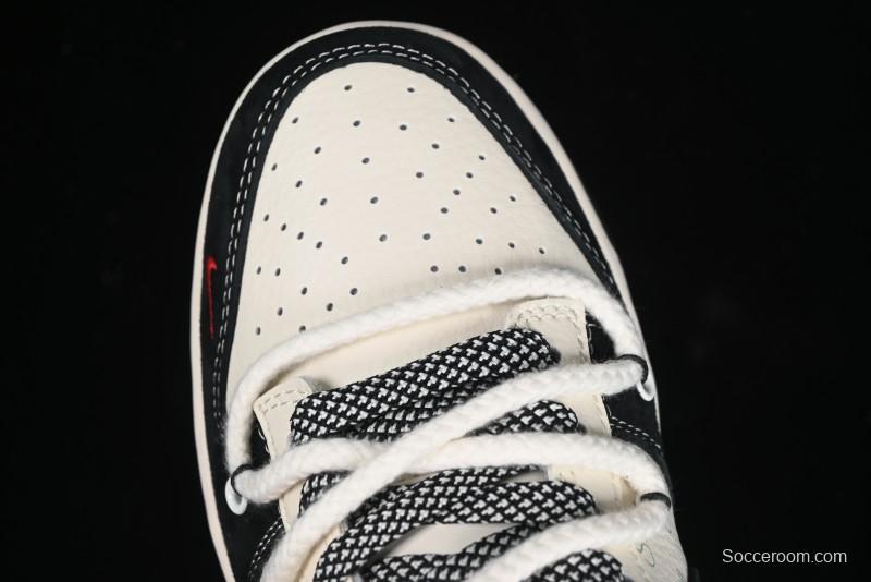 Nike SB Dunk Low Stussy Collaboration - White Embroidery Black Swoosh Anniversary Custom Low-Top Casual Sneakers - SJ2068-311