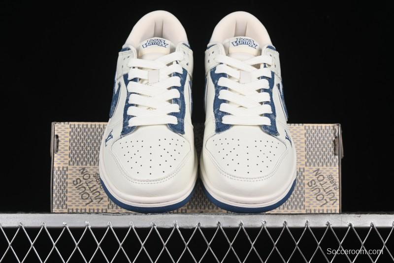 Nike SB Dunk Low LV Collaboration - Light Blue Denim Hook Anniversary High-End Custom Low-Top Casual Skate Shoes - JH8310-955