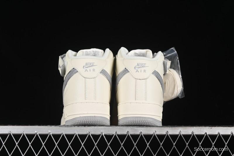 Nike Air Force 1 '07 Mid Casual Sneakers in Light Grey with 3M Reflective Details and Crystal Outsole - XL0236-232