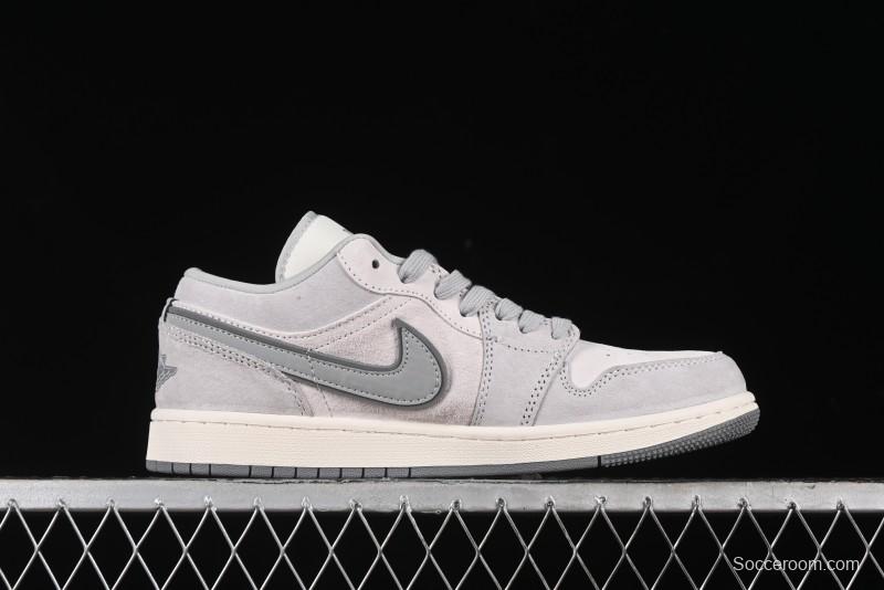 Nike Air Jordan 1 Low AJ1 The North Face Collaboration - Suede Grey Retro Basketball Shoes - DM5688-111
