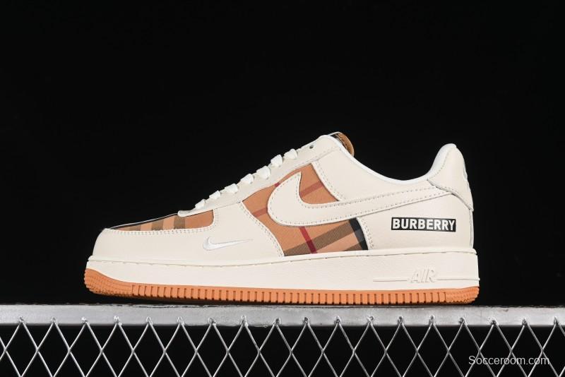 Nike Air Force 1 '07 Low Burberry Check Print Casual Sneakers - DF0180-006