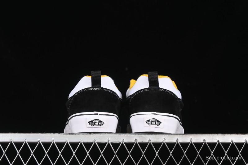 Vans Knu Skool Low-Top Retro Casual Vulcanized Slip-On Sneakers in Black White Yellow - VN000D6C6RJ