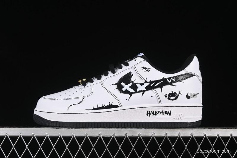 Nike Air Force 1 '07 Low Casual Sneakers with Black and White Hand-Drawn Anime Design - CT2585-100
