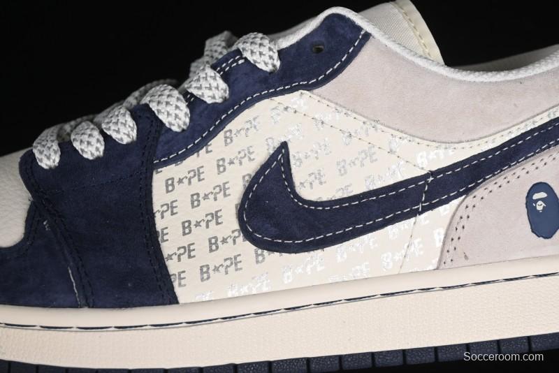 Nike Air Jordan 1 Low BAPE Collaboration Retro Basketball Shoes - WG8850-015