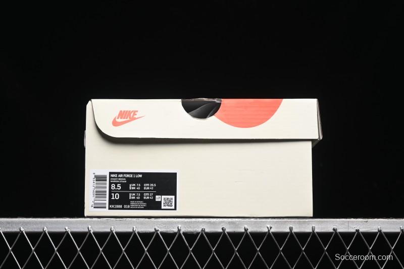 Nike Air Force 1 '07 Low The North Face x Stussy Collaboration - Black Brown Coffee Casual Sneakers - KK1988-018