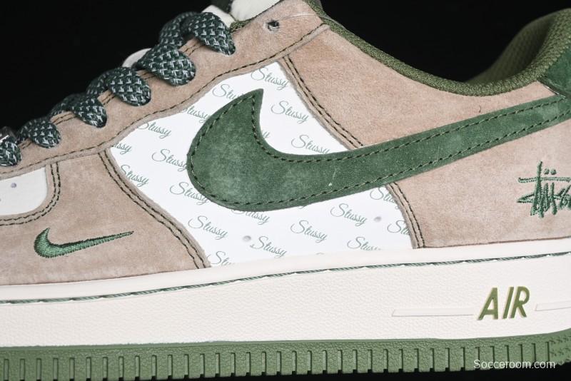Nike Air Force 1 '07 Low Stussy Collaboration Light Brown Green Low-Top Casual Sneakers - XZ6188-666