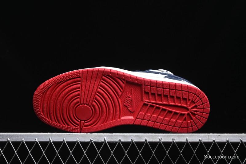 Nike Air Jordan 1 Low Stussy Collaboration - Blue Red Custom High-End Retro Basketball Shoes - SJ9950-049