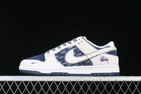 Nike SB Dunk Low Stussy Collaboration - Light Blue Pig Anniversary High-End Custom Low-Top Casual Skate Shoes - XX2025-528