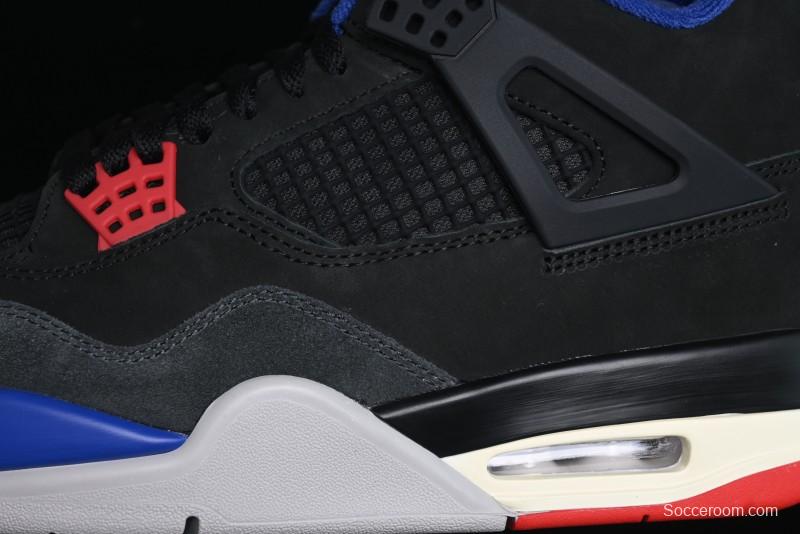 Nike Air Jordan 4 Retro Basketball Shoes with Black-Grey-Blue Color Blocking - FV5029-003