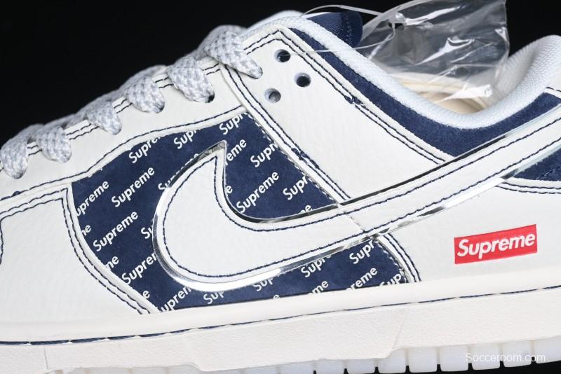 Nike SB Dunk Low Supreme Collaboration - White Blue with Crystal Outsole Anniversary High-End Custom Low-Top Casual Skate Shoes - XS1086-002
