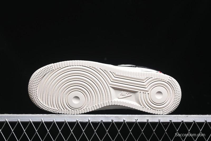 Nike Air Force 1 '07 Low Stussy Collaboration - White Black Swoosh Red Tab Low-Top Casual Sneakers - SJ6698-015