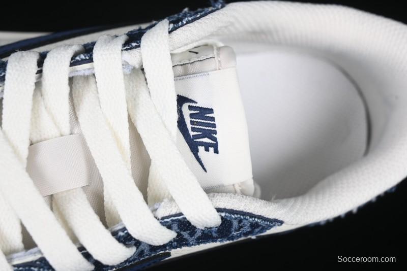 Nike Travis Scott x Fragment Design x Air Jordan 1 Low OG SP AJ1 MLB Collaboration White Blue Denim Low-top Casual Sneakers - DM7866-051