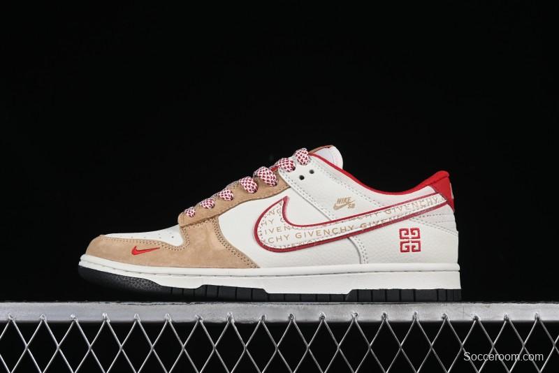 Nike SB Dunk Low Givenchy Collaboration Subtitle White Swoosh Anniversary High-End Custom Low-Top Casual Skate Shoes - DJ2024-119