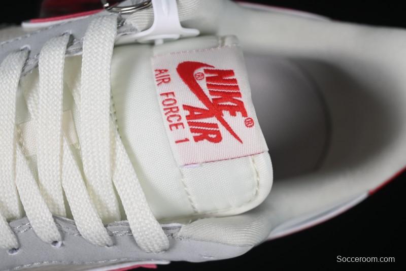 Nike Air Force 1 '07 Low Nezha Collaboration Grey Red Swoosh Casual Sneakers - DF0188-046