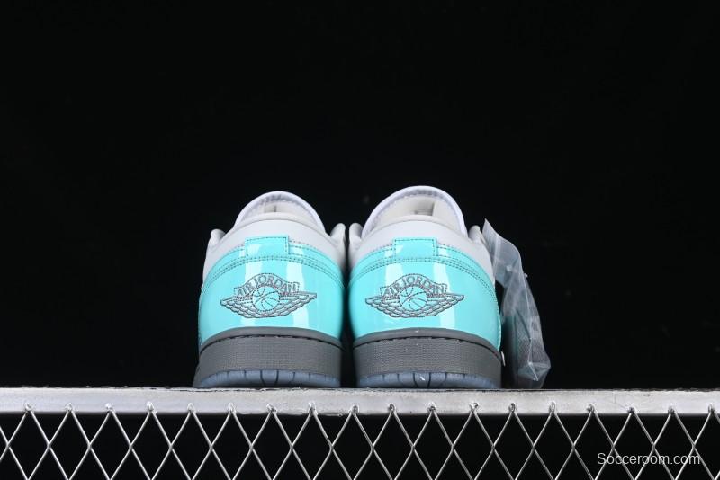 Nike Air Jordan 1 Low AJ1 Patent Leather Grey Green Casual Sneakers - HQ3599-025