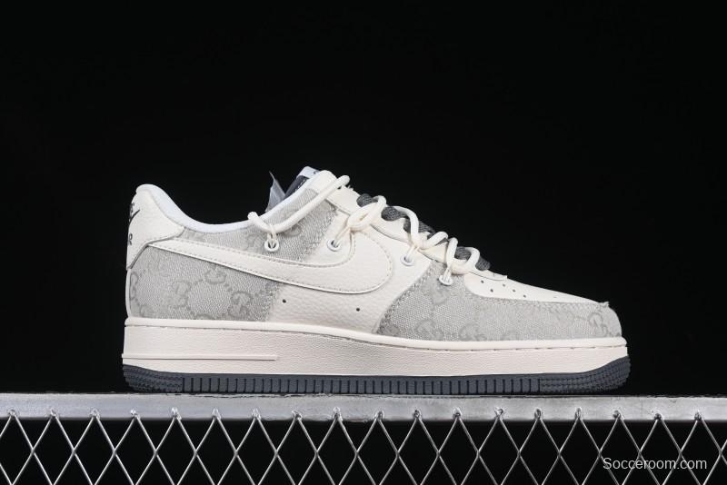 Nike Air Force 1 '07 Low Gucci Collaboration Smoke Gray Drawstring Casual Sneakers - SJ1198-105