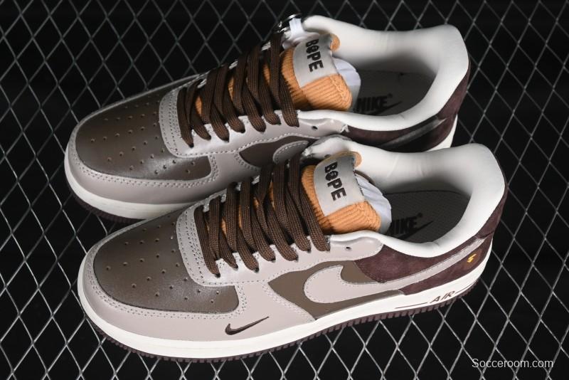 Nike Air Force 1 '07 Low BAPE Collaboration Grey Green Brown Low-Top Casual Sneakers - KK1988-039
