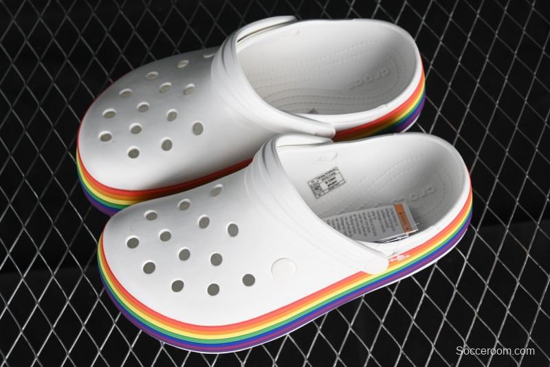 Crocs Crocband Platform Rainbow Comfortable Thick-Soled Clogs - B.D4