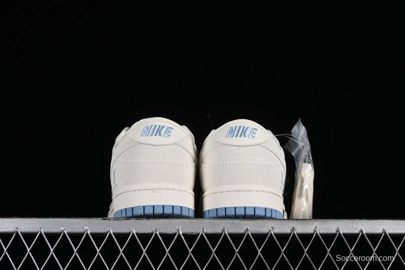 Nike SB Dunk Low LV Collaboration - Double Swoosh Beige Blue Anniversary High-End Custom Low-Top Casual Skate Shoes - XX2025-308
