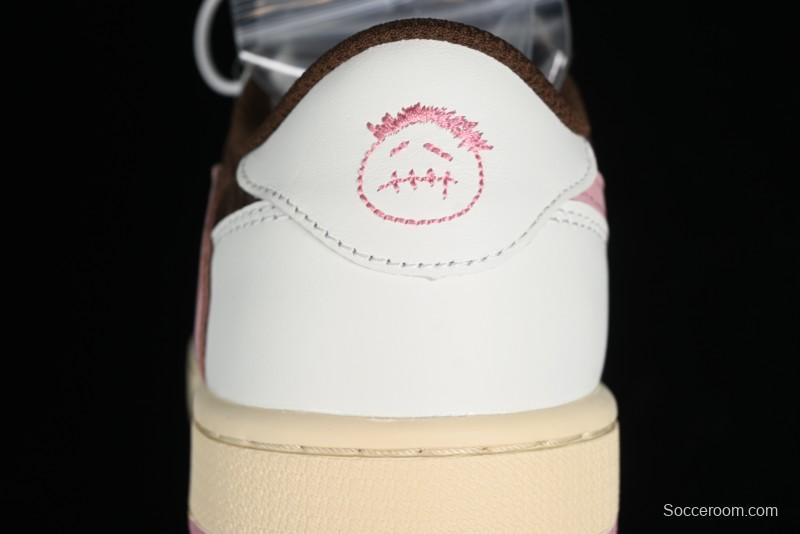 Nike Travis Scott x Air Jordan 1 Low OG AJ1 Reverse Swoosh Sneakers - DZ4137-206