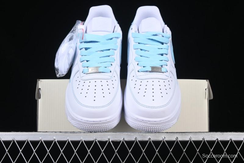 Nike Air Force 1 '07 Low Casual Sneakers with White & Blue Swoosh - CW2288-026