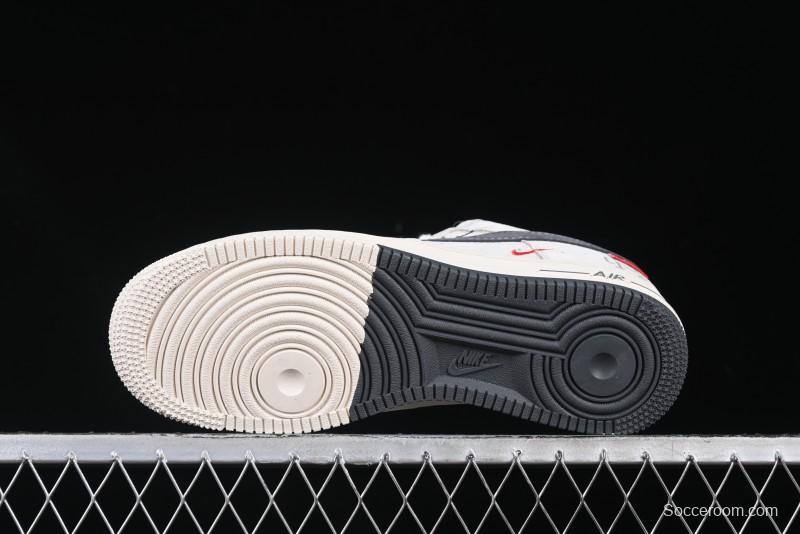 Nike Air Force 1 '07 Low Champion Collaboration Dual-Tone Grey Swoosh Triple Mini Swoosh Low-Top Casual Sneakers - SJ6698-022