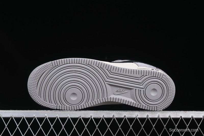 Nike Air Force 1 '07 Low Stussy Collaboration Black Grey Patchwork Low-Top Casual Sneakers - XZ6188-363