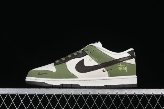 Nike SB Dunk Low Stussy Anniversary Edition Custom Sneakers in White Green Black - KK1333-020
