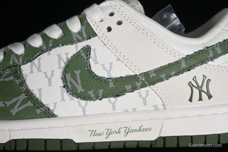 Nike SB Dunk Low MLB Collaboration - Green Denim Anniversary Custom Low-Top Casual Skate Shoes - DQ1098-345