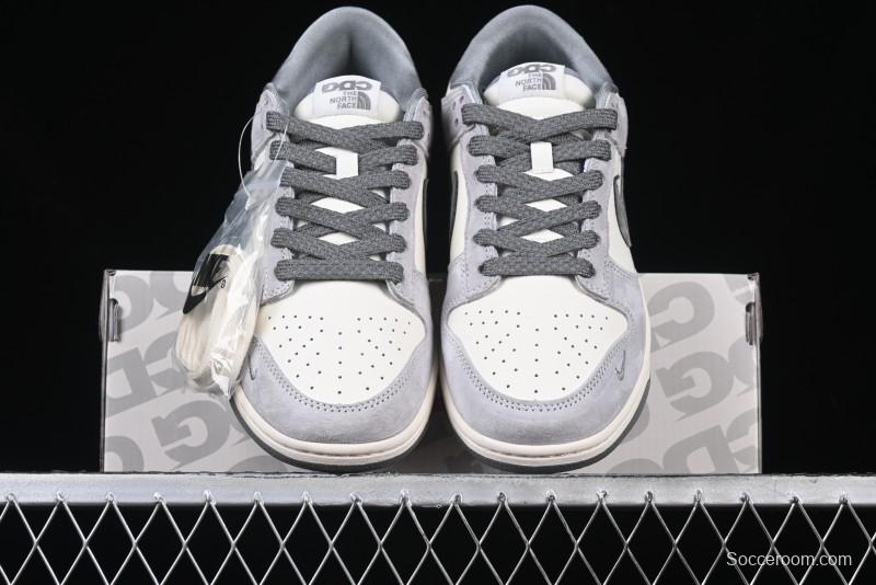 Nike SB Dunk Low The North Face Collaboration Double Swoosh Grey Pigskin Anniversary Edition Custom Low-Top Casual Skate Shoes - XX3168-009