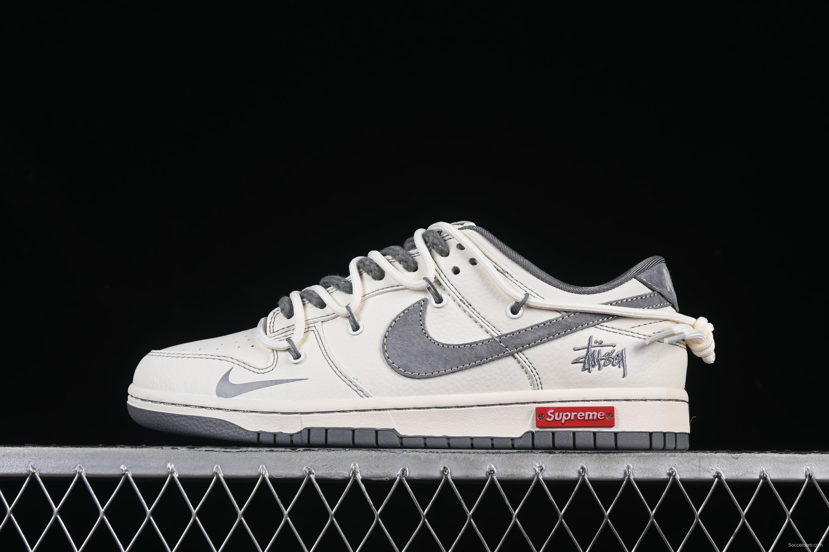 Nike SB Dunk Low Stussy x Supreme Triple Collaboration Anniversary Edition Custom Low-Top Skate Shoes - YX5066-276