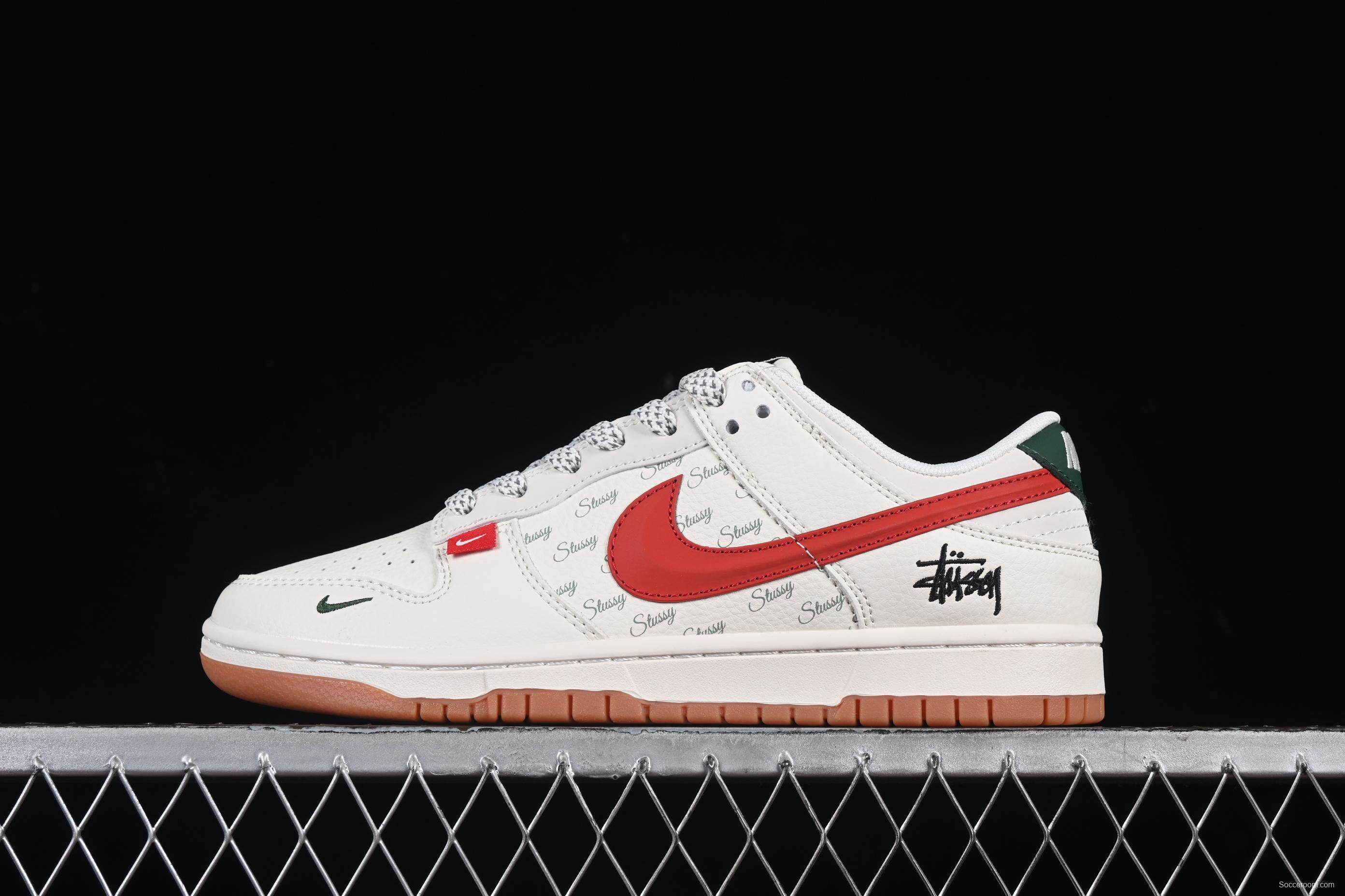 Nike SB Dunk Low Stussy Collaboration 3D Red Swoosh Anniversary Custom Low-Top Skate Shoes - XS6089-542