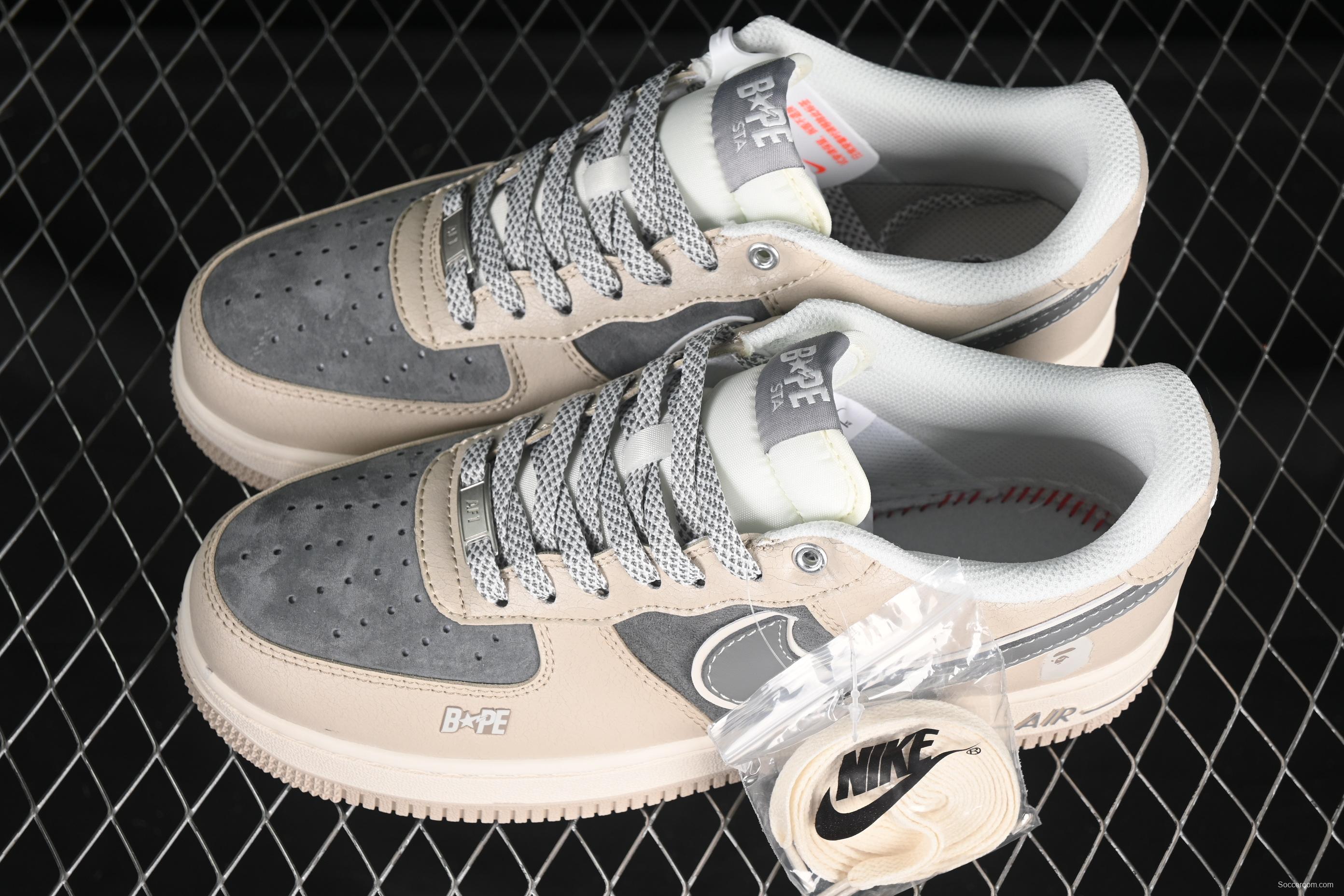 Nike Air Force 1 '07 Low Supreme Collaboration Sneakers with Red Snake Swoosh - SJ6698-023