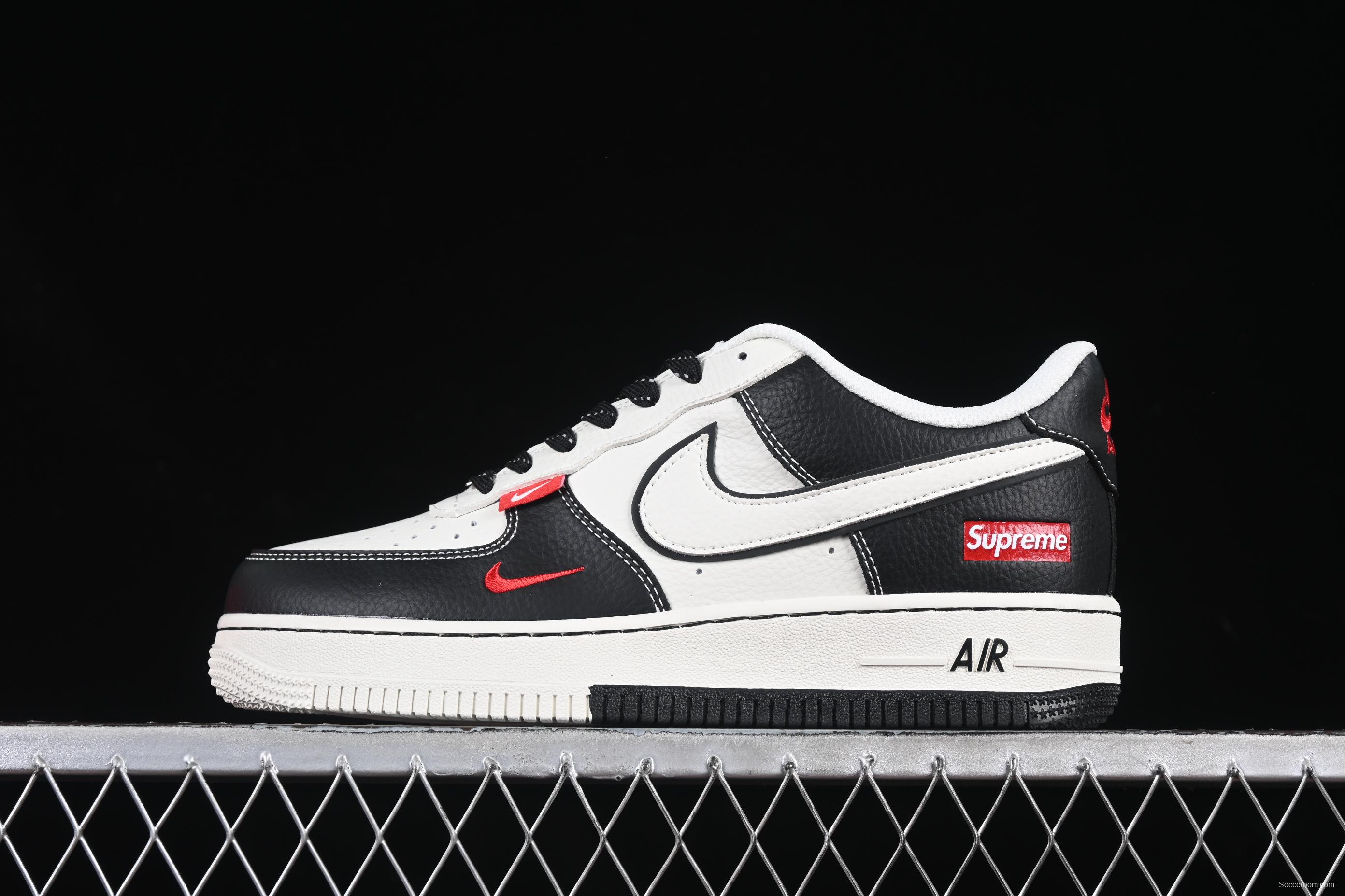 Nike Air Force 1 '07 Low Supreme Collaboration Two-Tone Red Swoosh Casual Sneakers - CS5288-004