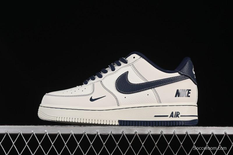 Nike Air Force 1'07 Low Casual Sneakers in Cream with Blue Swoosh - SC9207-535