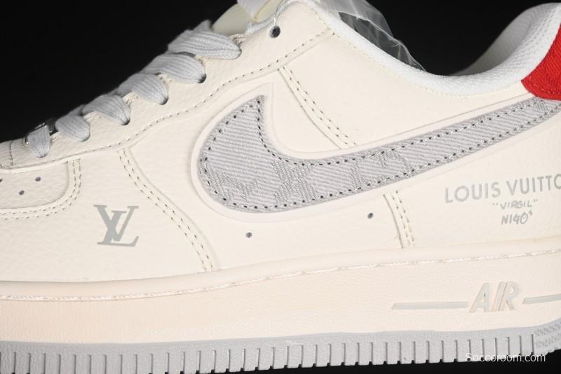Nike Air Force 1 '07 Low LV Collaboration Grey Denim Swoosh Casual Sneakers - XX3168-135