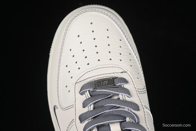 Nike Air Force 1 '07 Low Casual Sneakers in Cream Grey with Full-Length Air Cushion - SC9207-534
