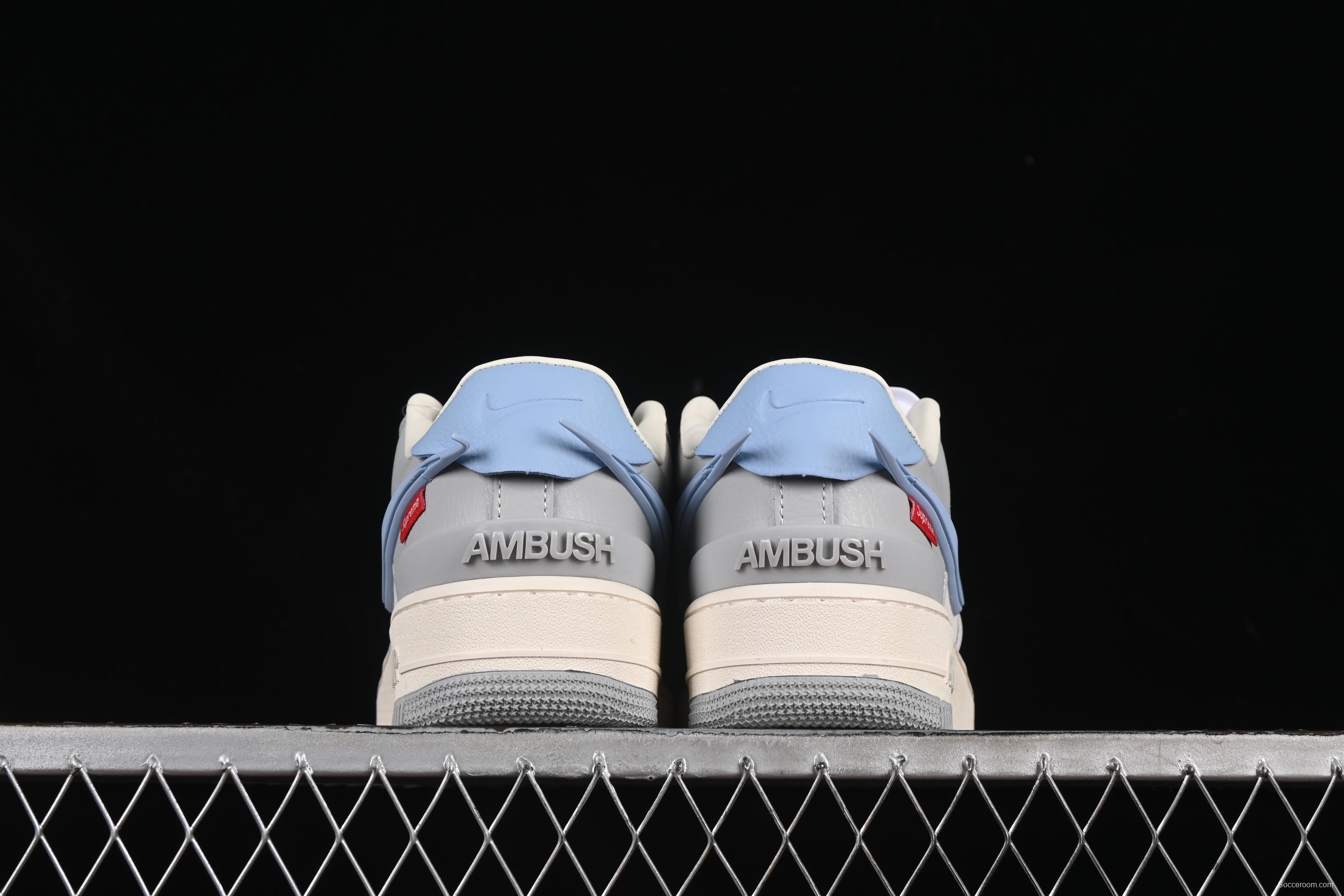 Nike Air Force 1'07 Low Supreme Collaboration Light Blue Swoosh Casual Sneakers - XS3464-577