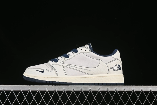 Nike Travis Scott x Fragment Design x Air Jordan 1 Low OG SP AJ1 Low Top Casual Sneakers in Cream White and Light Blue - XZ5749-001