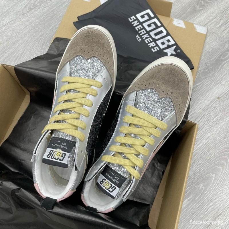 2024 Unisex GGDB pink black silver glitter suede leather high top sneakers MJ00300