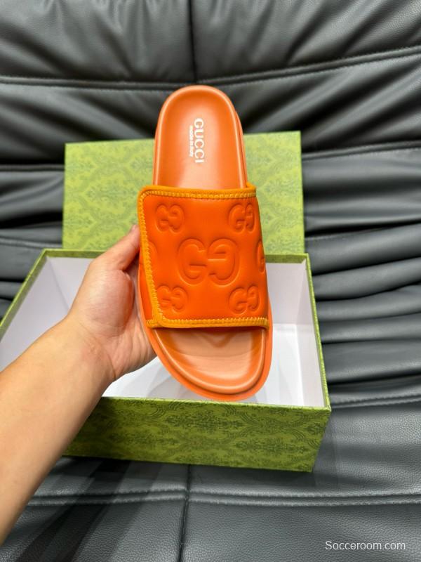 2024 GUCCI orange leather slippers MJ00200