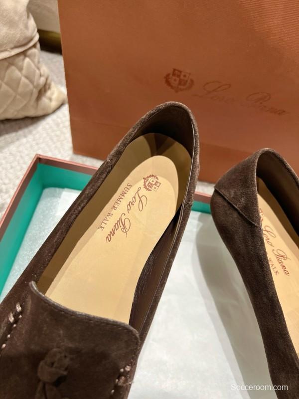 2025 Women Le Parmentier Brown Suede Loafers Tassel LY00291