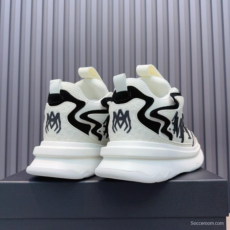 2024 Unisex Amiri White Black Mesh Leather Sneakers MJ00410
