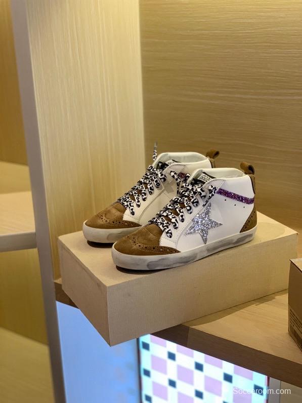2024 Unisex GGDB White Brown Suede Leather High Top Sneakers MJ00300