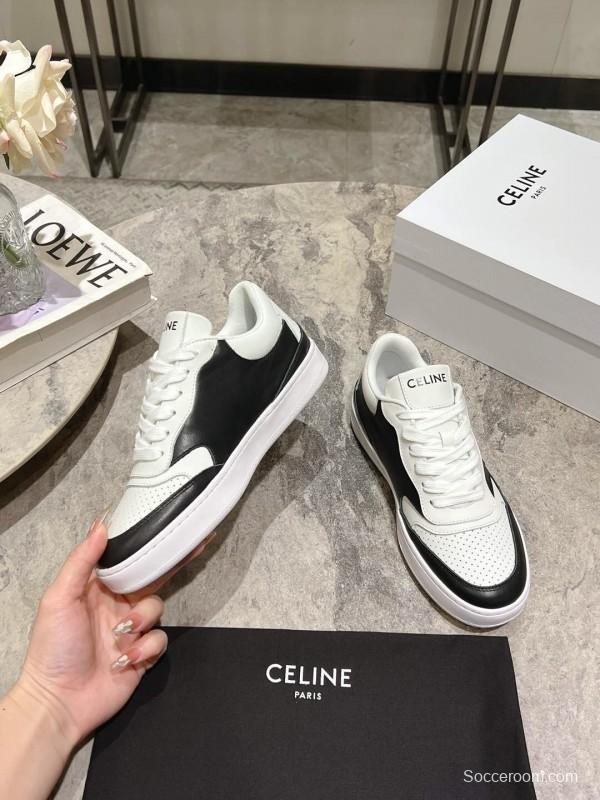 2025 Women Celine Black White Leather Sneaker