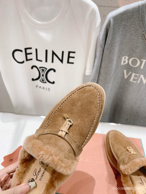 2024 Slippers LP Beige Suede Fur Slip-on