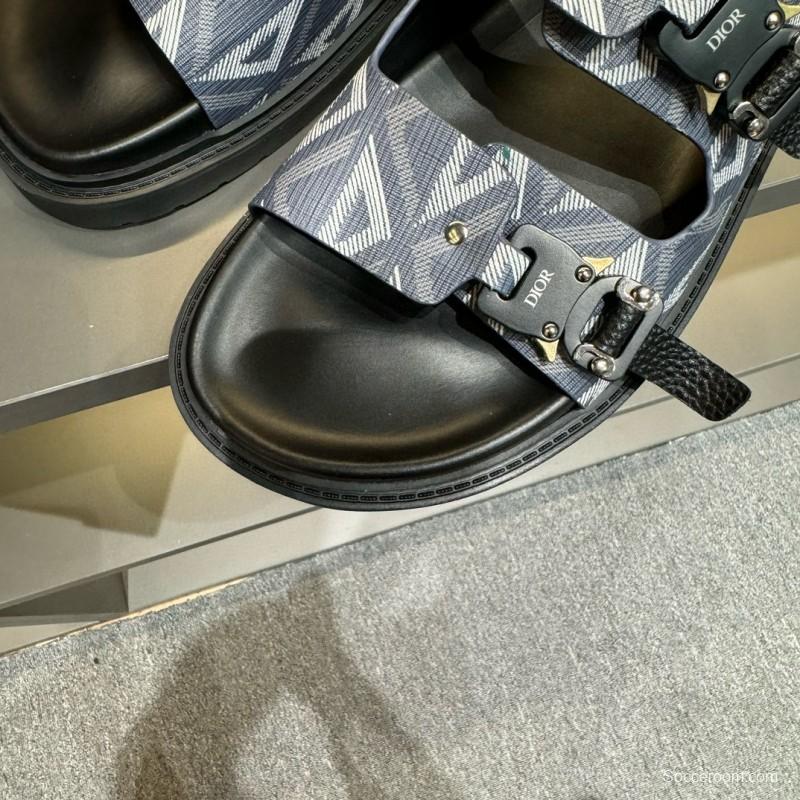 2024 Slippers Dior Grey Black Fabric Slippers MJ00200