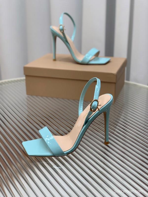 2025 Women Gianvito Rossi Light Blue Patent Leather High Heel Sandals