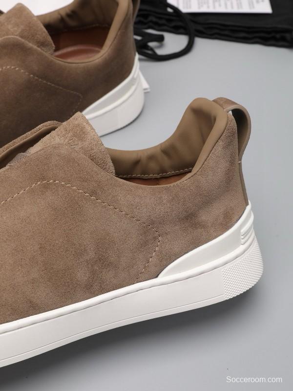 2024 Men Ermenegildo Zegna Brown Suede Sneakers MJ00240