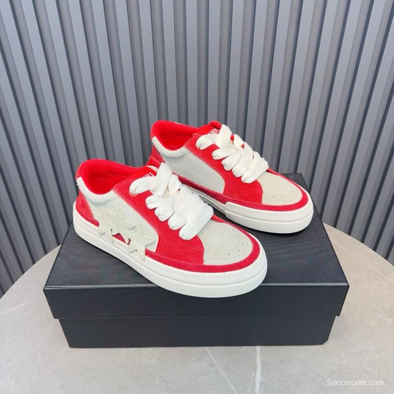 2024 Unisex Amiri Red White Canvas Sneakers MJ00300